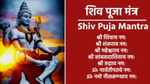 शिव पूजा मंत्र शिव स्तुति मंत्र श्री शिवाय नम:। श्री शंकराय नम:। श्री महेश्वराय नम:। श्री सांबसदाशिवाय नम:। श्री रुद्राय नम:। ॐ पार्वतीपतये नम:। ॐ नमो नीलकण्ठाय नम:। शिव मूल मंत्र ॐ नमः शिवाय। शिव रूद्र मंत्र ॐ नमो भगवते रूद्राय। रूद्र गायत्री मंत्र ॐ तत्पुरुषाय विद्महे महादेवाय, धीमहि तन्नो रुद्रः प्रचोदयात्। महामृत्युंजय मंत्र ॐ त्र्यम्बकं यजामहे सुगन्धिं पुष्टिवर्धनम्, उर्वारुकमिव बन्धनान् मृत्योर्मुक्षीय मामृतात्। शिव नमस्कार मंत्र शम्भवाय च मयोभवाय च नमः, शंकराय च मयस्कराय च नमः, शिवाय च शिवतराय च। ईशानः सर्वविध्यानामीश्वरः, सर्वभूतानां ब्रम्हाधिपतिमहिर्बम्हणोधपतिर्बम्हा, शिवो मे अस्तु सदाशिवोम॥ शिव प्रार्थना मंत्र करचरणकृतं वाक् कायजं कर्मजं, श्रावण वाणंजं वा मानसंवापराधं। विहितं विहितं वा सर्व मेतत् क्षमस्व, जय जय करुणाब्धे श्री महादेव शम्भो॥ शिव स्तुति मंत्र ॐ नमो हिरण्यबाहवे हिरण्यवर्णाय हिरण्यरूपाय हिरण्यपतए, अंबिका पतए उमा पतए पशूपतए नमो नमः। ईशान सर्वविद्यानाम् ईश्वर सर्व भूतानाम्॥ ब्रह्मादीपते ब्रह्मनोदिपते ब्रह्मा शिवो अस्तु सदा शिवोहम, तत्पुरुषाय विद्महे वागविशुद्धाय धिमहे तन्नो शिव प्रचोदयात्। महादेवाय विद्महे रुद्रमूर्तये धिमहे तन्नों शिव प्रचोदयात्॥ नमस्ते अस्तु भगवान विश्वेश्वराय महादेवाय त्र्यंबकाय, त्रिपुरान्तकाय त्रिकाग्नी कालाय कालाग्नी। रुद्राय नीलकंठाय मृत्युंजयाय सर्वेश्वराय सदशिवाय श्रीमान महादेवाय नमः॥ शिव आवाहन मंत्र ॐ मृत्युंजय परेशान जगदाभयनाशन, तव ध्यानेन देवेश मृत्युप्राप्नोति जीवती। वन्दे ईशान देवाय नमस्तस्मै पिनाकिने, नमस्तस्मै भगवते कैलासाचल वासिने। आदिमध्यांत रूपाय मृत्युनाशं करोतु मे। त्र्यंबकाय नमस्तुभ्यं पंचस्याय नमोनमः, नमोब्रह्मेन्द्र रूपाय मृत्युनाशं करोतु मे। नमो दोर्दण्डचापाय मम मृत्युम् विनाशय, देवं मृत्युविनाशनं भयहरं साम्राज्य मुक्ति प्रदम्। नमोर्धेन्दु स्वरूपाय नमो दिग्वसनाय च, नमो भक्तार्ति हन्त्रे च मम मृत्युं विनाशय। अज्ञानान्धकनाशनं शुभकरं विध्यासु सौख्य प्रदम्, नाना भूतगणान्वितं दिवि पदैः देवैः सदा सेवितम्। सर्व सर्वपति महेश्वर हरं मृत्युंजय भावये।