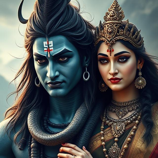 Shiv Parvati photo capturing the divine union of Lord Shiva and Goddess Parvati, shown together in a moment of divine love, strength, and cosmic balance. The image radiates peace and spiritual harmony.