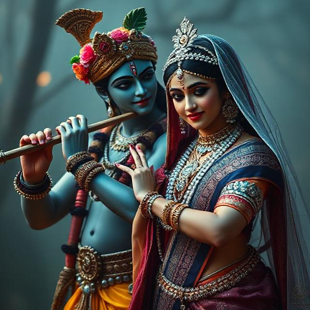 25+ Radha Krishna Real Photo: घर, मंदिर या स्टेटस के लिए बेस्ट फोटोज 1 “Beautiful Radha Krishna standing together with divine expressions, Krishna holding a flute and Radha beside him in a graceful pose – a perfect glimpse of eternal love.”