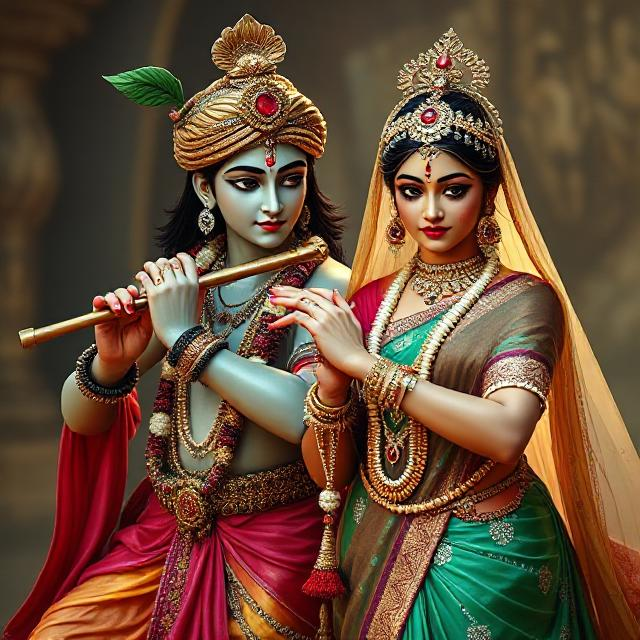 25+ Radha Krishna Real Photo: घर, मंदिर या स्टेटस के लिए बेस्ट फोटोज 18 “Mesmerizing Radha Krishna real photo where Krishna holds a flute and Radha stands beside him under a moonlit sky – symbol of eternal romance.”