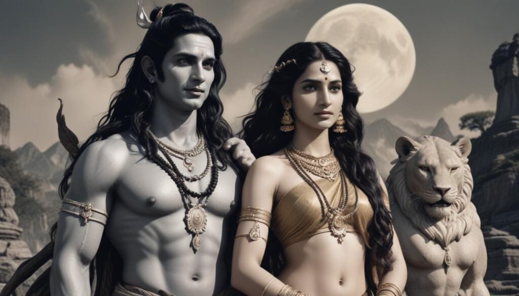 Shiv Parvati photo capturing the divine union of Lord Shiva and Goddess Parvati, shown together in a moment of divine love, strength, and cosmic balance. The image radiates peace and spiritual harmony.