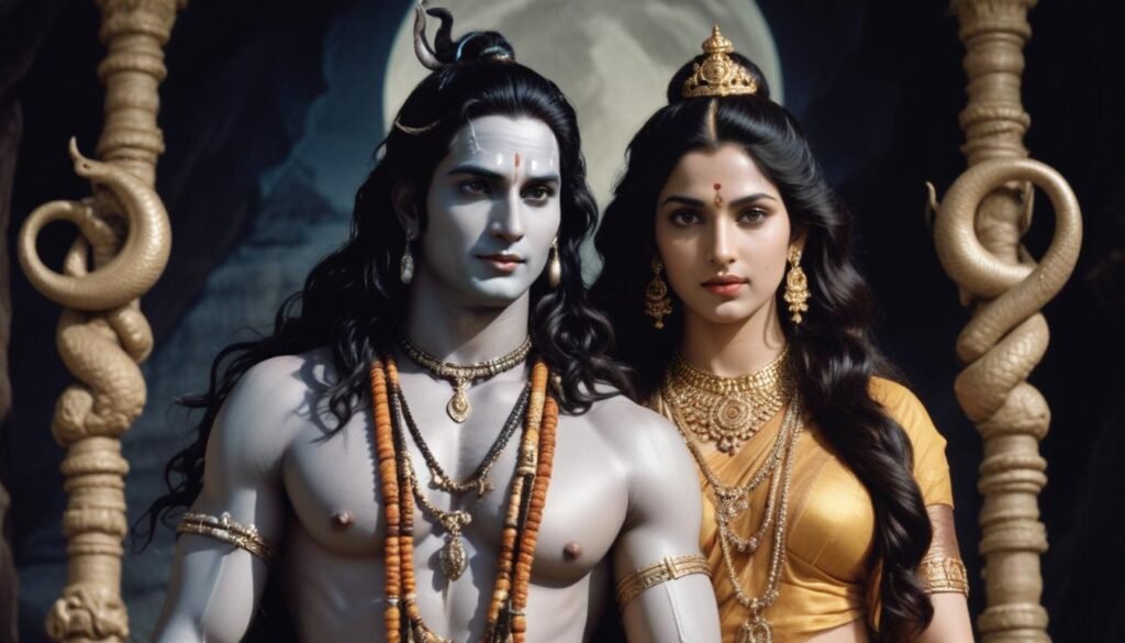 Shiv Parvati photo capturing the divine union of Lord Shiva and Goddess Parvati, shown together in a moment of divine love, strength, and cosmic balance. The image radiates peace and spiritual harmony.
