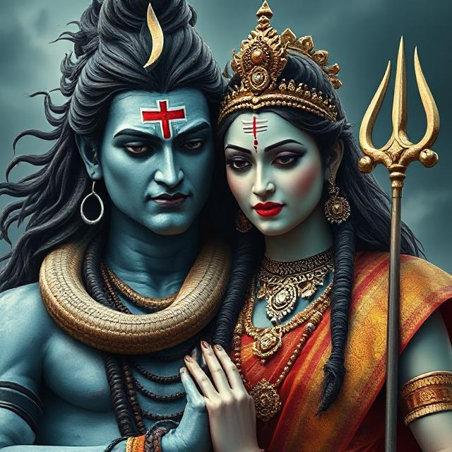 Shiv Parvati photo capturing the divine union of Lord Shiva and Goddess Parvati, shown together in a moment of divine love, strength, and cosmic balance. The image radiates peace and spiritual harmony.