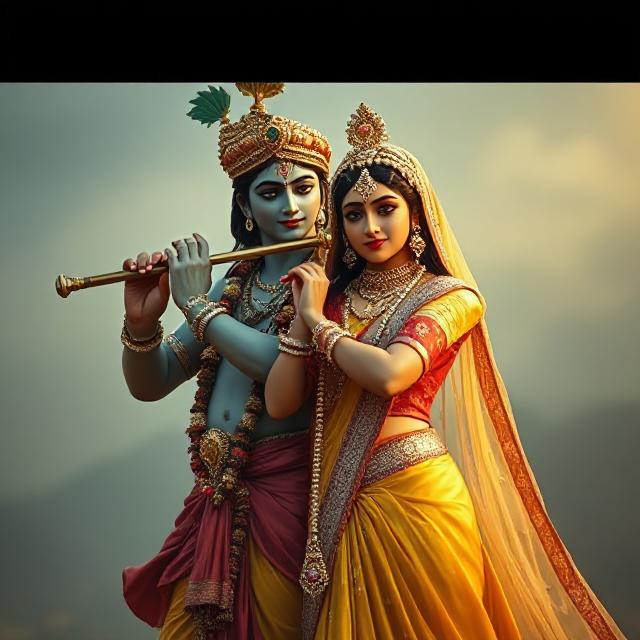 25+ Radha Krishna Real Photo: घर, मंदिर या स्टेटस के लिए बेस्ट फोटोज 9 “Divine Radha Krishna HD image showing Krishna playing the flute while Radha stands beside him in a spiritual, peaceful posture.”