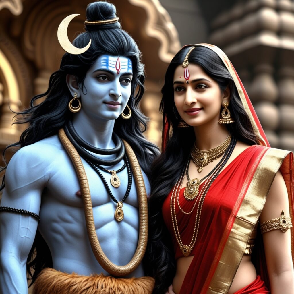 Shiv Parvati images depicting the divine union of Lord Shiva and Goddess Parvati, symbolizing eternal love, cosmic balance, and spiritual harmony. The image radiates peace and divine energy.