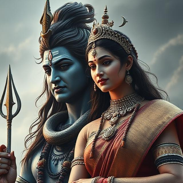 Shiv Parvati photo capturing the divine union of Lord Shiva and Goddess Parvati, shown together in a moment of divine love, strength, and cosmic balance. The image radiates peace and spiritual harmony.