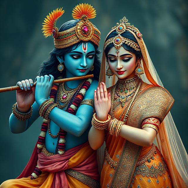 25+ Radha Krishna Real Photo: घर, मंदिर या स्टेटस के लिए बेस्ट फोटोज 14 “Beautiful Radha Krishna standing together with divine expressions, Krishna holding a flute and Radha beside him in a graceful pose – a perfect glimpse of eternal love.”