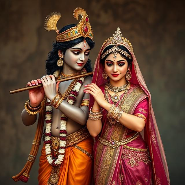 25+ Radha Krishna Real Photo: घर, मंदिर या स्टेटस के लिए बेस्ट फोटोज 12 “Divine Radha Krishna HD image showing Krishna playing the flute while Radha stands beside him in a spiritual, peaceful posture.”