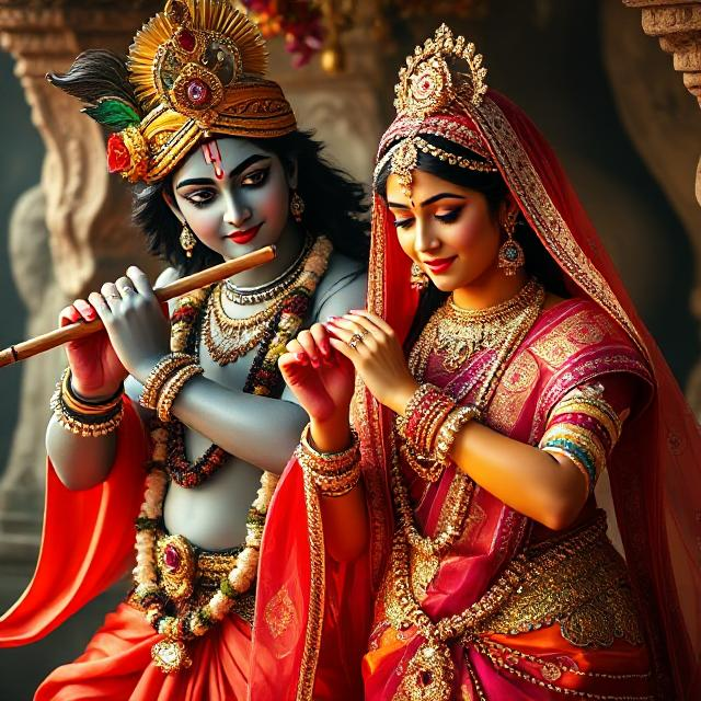 25+ Radha Krishna Real Photo: घर, मंदिर या स्टेटस के लिए बेस्ट फोटोज 2 “Beautiful Radha Krishna standing together with divine expressions, Krishna holding a flute and Radha beside him in a graceful pose – a perfect glimpse of eternal love.”
