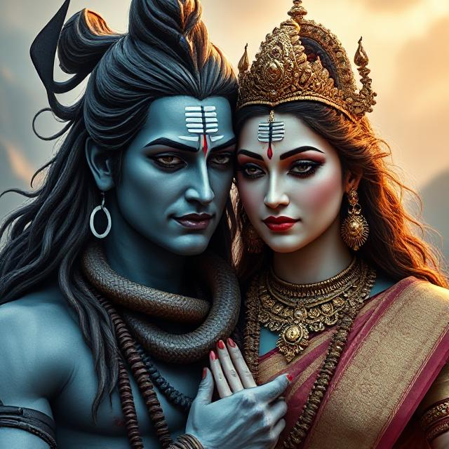 Shiv Parvati photo capturing the divine union of Lord Shiva and Goddess Parvati, shown together in a moment of divine love, strength, and cosmic balance. The image radiates peace and spiritual harmony.