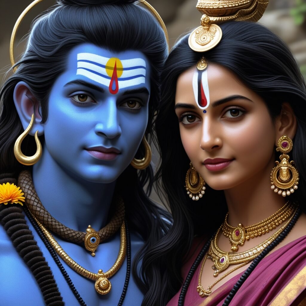 Shiv Parvati images depicting the divine union of Lord Shiva and Goddess Parvati, symbolizing eternal love, cosmic balance, and spiritual harmony. The image radiates peace and divine energy.