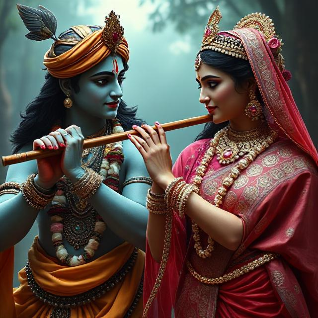 25+ Radha Krishna Real Photo: घर, मंदिर या स्टेटस के लिए बेस्ट फोटोज 15 “Beautiful Radha Krishna standing together with divine expressions, Krishna holding a flute and Radha beside him in a graceful pose – a perfect glimpse of eternal love.”