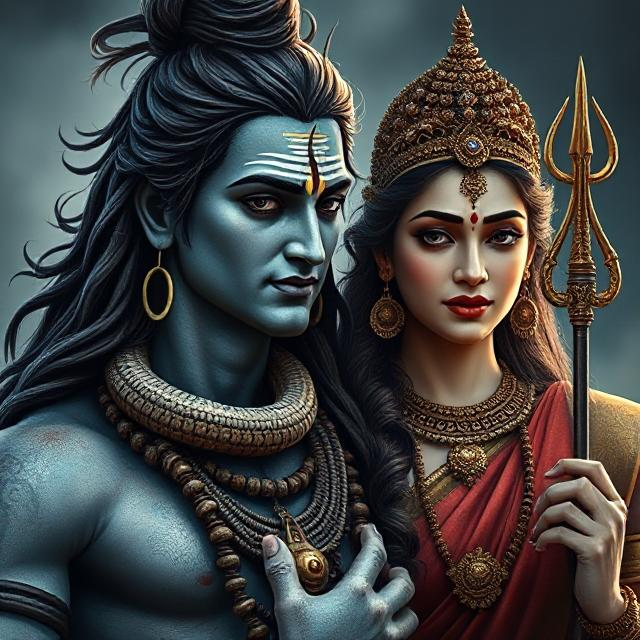 Shiv Parvati photo capturing the divine union of Lord Shiva and Goddess Parvati, shown together in a moment of divine love, strength, and cosmic balance. The image radiates peace and spiritual harmony.