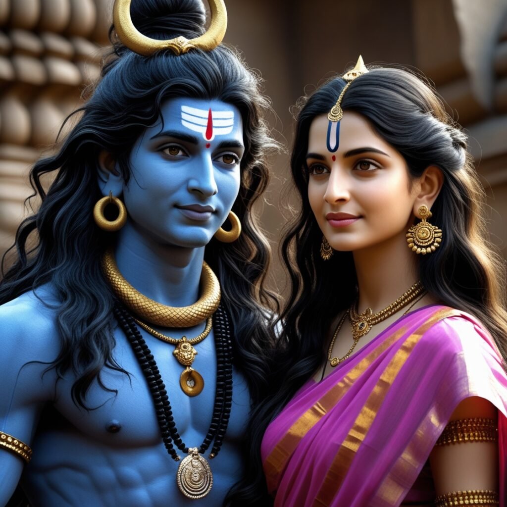 Shiv Parvati images depicting the divine union of Lord Shiva and Goddess Parvati, symbolizing eternal love, cosmic balance, and spiritual harmony. The image radiates peace and divine energy.