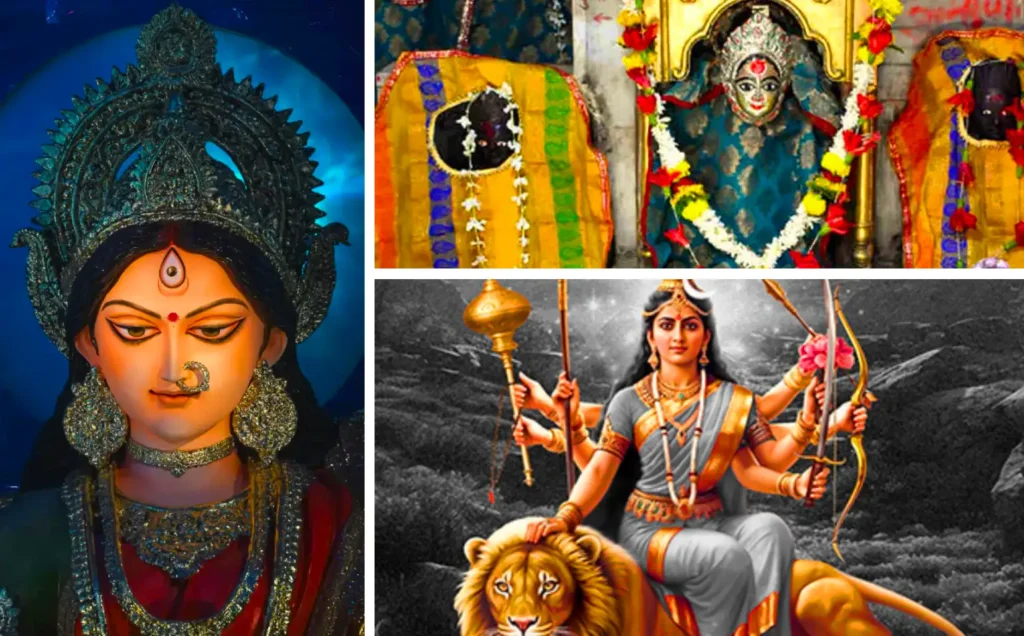 चंद्रघंटा माता | Chandraghanta Mata : शक्ति और सौम्यता की देवी 1 Mata Chandraghanta का स्वरूप अत्यंत दिव्य और मोहक है। इनका शरीर स्वर्ण के समान चमकीला है और इनके दस हाथ हैं। माता के हाथों में खड्ग, गदा, त्रिशूल, तलवार, धनुष-बाण, कमंडल, माला, अभय मुद्रा और वर मुद्रा धारण किए हुए हैं। माता के मस्तक पर घंटे के आकार का अर्धचंद्र सुशोभित है, जिससे इनके स्वरूप का नाम 'चंद्रघंटा' पड़ा।