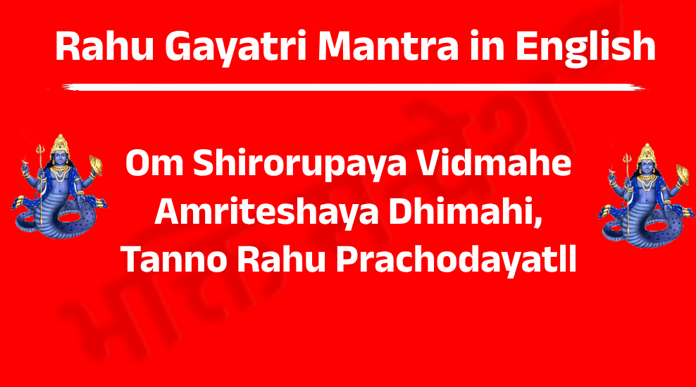 Rahu Gayatri Mantra in English

Om Shirorupaya Vidmahe
Amriteshaya Dhimahi,
Tanno Rahu Prachodayat॥